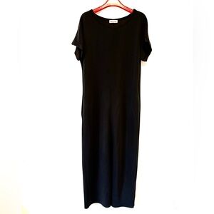 Charlotte Avery Black Cuff Sleeve Maxi Dress Large Scuba Material